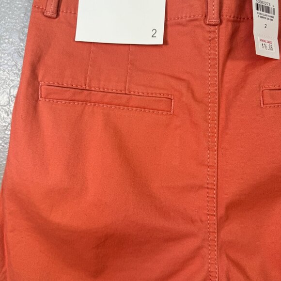 Loft Womens Washed Twill Shorts Size 2 Coral Orange Cotton Blend - Picture 4 of 8